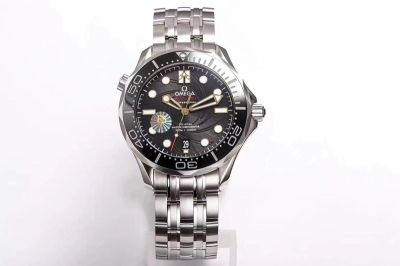  Steel Black Dial OMEGA Replica Solid Stainless Steel 316L  Watch