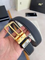 1:1  Montblanc Black Leather Belt with Gold Logo Buckle Needle Buckle 3.5cm